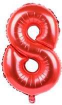 Folieballon / Cijferballon Rood XL - getal 8 - 82cm