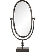 Clayre & Eef Staande Spiegel 21*10*40 cm Zwart Ijzer, Glas Ovaal Tafel Spiegel