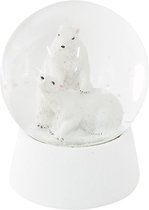 Clayre & Eef Sneeuwbol Ijsbeer Ø 7*8 cm Wit Polyresin / Glas Rond