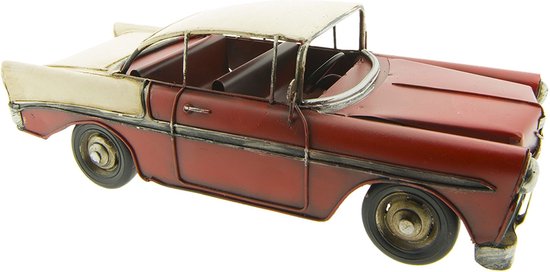 Clayre & Eef Decoratie Miniatuur Auto 29*11*10 cm Rood Ijzer Kunststof Miniatuur Auto Decoratie Modelauto