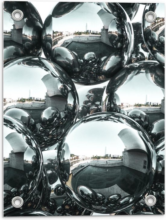 Tuinposter – Aluminium Ballen - 30x40cm Foto op Tuinposter  (wanddecoratie voor buiten en binnen)