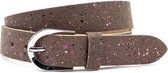 Thimbly Belts Dames riem bruin met spikkels - dames riem - 3.5 cm breed - Bruin gespikkeld - Echt Leer - Taille: 95cm - Totale lengte riem: 110cm