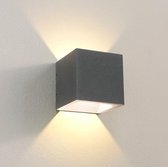 Wandlamp Cube Grafiet - 10x10x10cm - LED 6W 2700K 696lm - IP54 - Dimbaar > wandlamp binnen grafiet | wandlamp buiten grafiet | wandlamp grafiet | buitenlamp grafiet | muurlamp graf