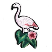 Flamingo Blad Bloem XL Patch Rechts 10 cm / 17.5 cm / Roze Groen Wit
