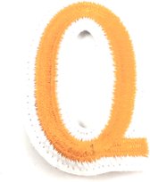 Alfabet Letter Strijk Embleem Patch Oranje Wit Letter Q / 3.5 cm / 4.5 cm