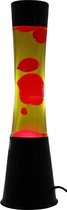 i-Total Lavalamp - Lava Lamp - Sfeerlamp - 40x11 cm - Glas/Aluminium - 30W - Geel met rood/roze Lava - Zwart - XL1759