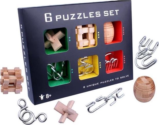 extase kraam slecht humeur IQ Puzzel 3D - Metaal en hout - 6 Verschillende breinbrekers | bol.com