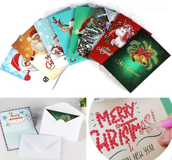 Happy Painter Diamond Painting Kerstkaarten - 8 Stuks - met Enveloppen ...