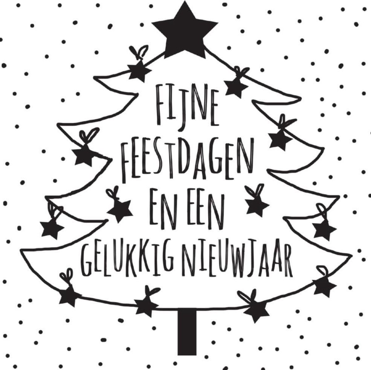 3 Pakjes van 10 kerstkaarten Fijne Feestdagen Kerstboom Black