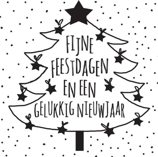 3 Pakjes van 10 kerstkaarten Fijne Feestdagen Kerstboom Black and White