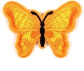 Vlinder Strijk Embleem Patch Oranje Geel 7 cm / 5.1 cm / Oranje Geel Zwart