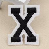 Alfabet Letters Strijk Embleem Patches Zwart Wit Letter X / 4 cm / 5 cm
