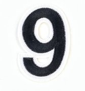 Cijfer Nummer 0 Tot 9 Strijk Emblemen Patch Zwart Wit Cijfer 9 / 5.6 cm / 8 cm