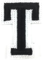 Alfabet Strijk Embleem Letter Patch Zwart Wit Letter T / 3.5 cm / 4.5 cm