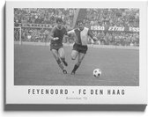 Walljar - Poster Feyenoord met lijst - Voetbal - Amsterdam - Eredivisie - Zwart wit - Feyenoord - FC Den Haag '72 - 50 x 70 cm - Zwart wit poster met lijst