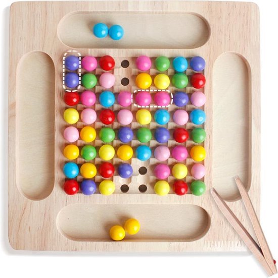 Thumbnail van een extra afbeelding van het spel 2-in-1 Montessori Houten Oefen met Eten & Kleur Leren -  Kleuren Puzzel - Montessori, pedagogisch speelgoed, Pasen, cadeau, spel met hengel, schaakspel voor motor skill kleuterschool sensorisch vanaf 3 jaar