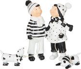 J-Line Kinderen Met Hond Poly Zwart/Wit Set van 2 stuks