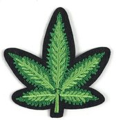 Weed Wiet Hennep Cannabis Blad Strijk Embleem Patch 5.4 cm / 5.6 cm / Groen