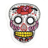Sugar Skull Doodskop Paillette Strijk Embleem Patch Wit 5 cm / 7.5 cm / Wit Multicolor