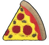 Pepperoni Kaas Pizza Punt Strijk Embleem Patch 5.2 cm / 5 cm / Geel Rood Beige