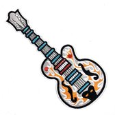 Gitaar XL Strijk Embleem Patch 10.8 cm / 25.5 / Wit Grijs Oranje