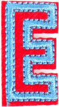 Alfabet Letter Strijk Embleem Patches Rood Blauw 3 x 2 cm / Letter E