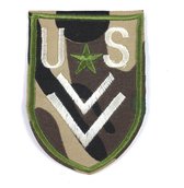 US Leger met Strepen Strijk Patch 5 cm / 7.5 cm / Brui Beige Groen