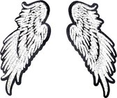 Vleugel Vleugels Wings Strijk Embleem Patch Set Zilver 4 cm / 9.4 cm / Zilver Zwart