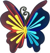 Fel Gekleurde Vlinder XL Patch 15.3 cm / 16 cm / Rood Geel Blauw