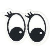 Ogen Comic Style Comicbook Strijk Embleem Patch Zwart Wit 6 cm / 5 cm / Wit Zwart