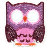 Roze Paillette Uil Strijk Embleem Patch 5.5 cm / 6 cm / Roze Wit Oranje