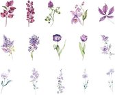 Violet bloemen | sticker set | bullet journal stickers | 15 designs - 2 van elk | 30 sticker stuks