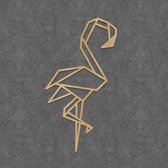 HOUTEN WANDDECORATIE / WOODEN WALL DECORATION - GEOMETRISCHE MUURDECORATIE / GEOMETRIC WALL ART - FLAMINGO - 80 x 150cm - LICHT HOUT / NATURAL WOOD - ORIGAMI DESIGN WANDFIGUUR - EC