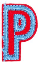 Alfabet Letter Strijk Embleem Patches Rood Blauw 3 x 2 cm / Letter P