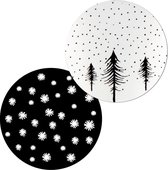 20x Kerststicker / Sticker voor Kerstcadeau / Stickers Kerst | SNOWY CHRISTMAS | 45 mm | wit & zwart