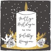 3 Pakjes van 10 kerstkaarten, Kaars,Prettige Kerstdagen en een Gelukkig Nieuwjaar