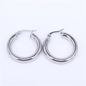 Oorringen| Hoop earrings | 30 mm | Plain | Zilver | Stainless Steel