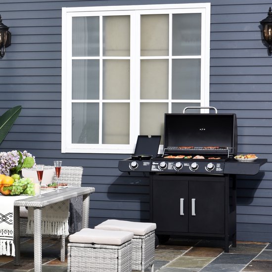 Sunny Barbecue-grill trolley op gas met thermometer RVS zwart 122 x 55 x 98 cm van Merkloos — afbeelding 2