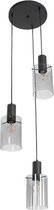 QAZQA vidra - Moderne Hanglamp eettafel - 3 lichts - Ø 400 mm - Zwart -  Woonkamer | Slaapkamer | Keuken