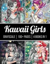 100 Kawaii Girls Grayscale Coloring Book - Jade Summer
