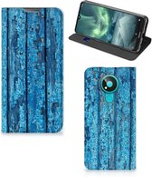 Telefoonhoesje Nokia 3.4 Magnet Case Wood Blue