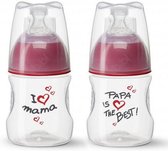 Bibi Babyfles Zuigfles - 2 x 120 ml - I love mama - Papa is the best