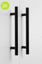 Handgreep Zwart - 2 stuks - 200 mm - Keuken Kledingkast - Meubelgreep Hartafstand 128 mm - Kastknop