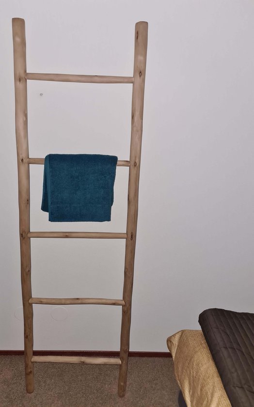 Decoratieladder - Handdoekenrek - Ladder - ladderrek - handdoek ladder - Bruin - Acaciahout