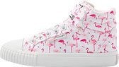 DEE Meisjes sneakers hoog - Wit flamingo - maat 34