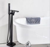SaniSupreme- Vrijstaande badkraan met handdouche - waterval - mat zwart