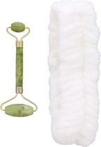 Azuli Jade Roller Set inclusief Haarband - Gezichtsmassage - 2-Zijdige Dermaroller - Voor een Verbeterde Huid - Groen