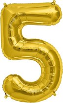 Helium ballon - Cijfer ballon - Nummer 5 - 5 jaar - Verjaardag - Goud - Gouden ballon -