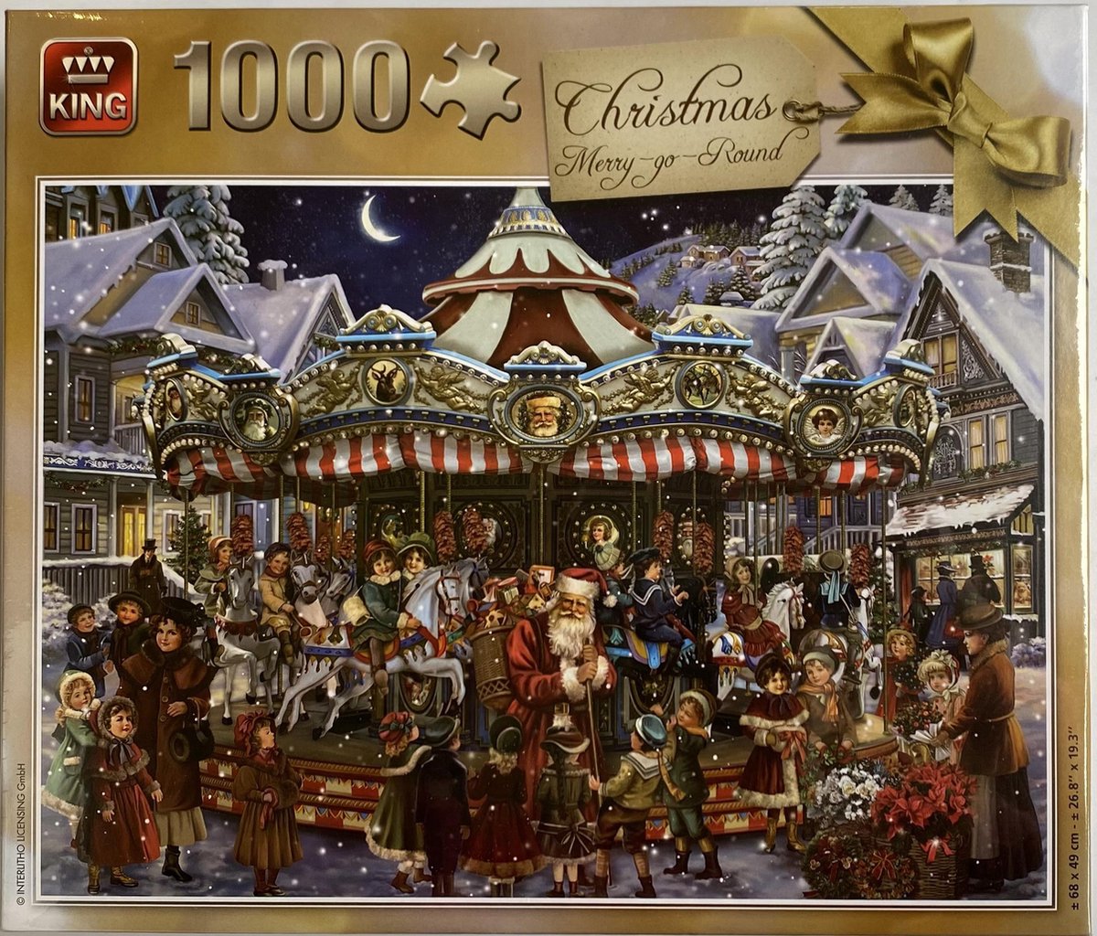King puzzel 1000 stukjes - Christmas Merry Go Round 1000 stukjes - Karton - 68 x 49 cm