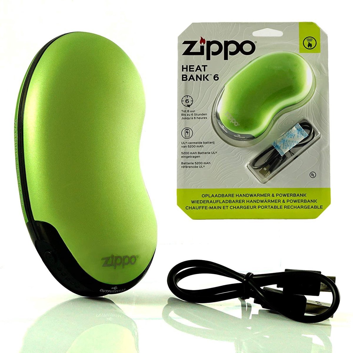 Zippo oplaadbare handwarmer en powerbank van aluminium | Groen | 6 warmte  standen |... | bol.com